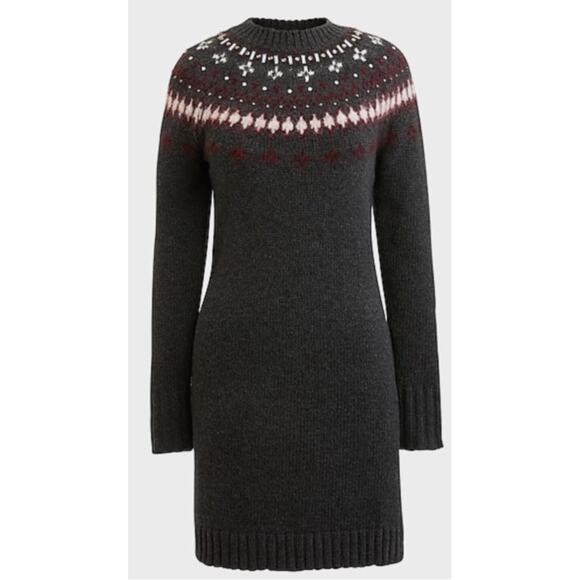 NWT J. Crew Jewel Embellished Fair Isle Crewneck Sweater Dress Sz. S - Picture 2 of 8